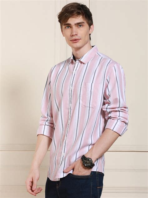 Men's Pink Cotton Striped Spread Collar Casual Shirt – DENNIS LINGO