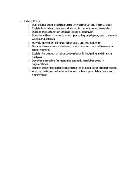 Labour Costs - Practice questions - Labour Costs: Define labor costs ...