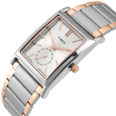 TIMEX - Buy TIMEX Silver Tone Rectangle Dial Analog Men's Watch ...