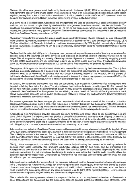 SOLUTION: The advantages and disadvantages of conditional fee ...