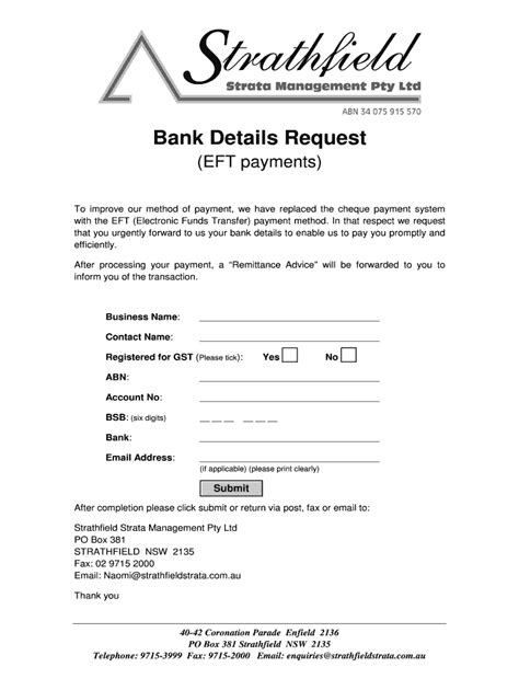 Bank Details Request Form - Blank Fillable Template | Fill Out, Print ...