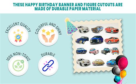 FI - FLICK IN Car Latex & Paper Birthday Decorations Set Cutouts Props ...