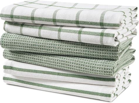Kitchen Towels Set - Pack of 6 Cotton Dish Towels for Drying Dishes, 18”x 28”, Kitchen Hand ...