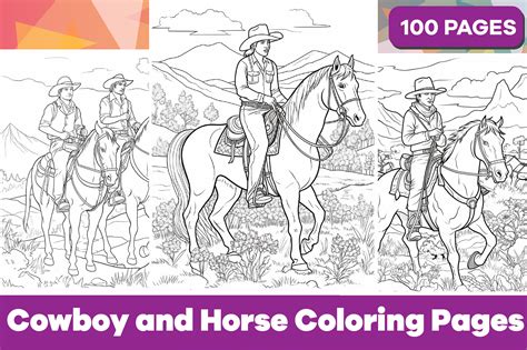 Cowboy Coloring Pages for Adults -100 Graphic by Kohinoor Design ...