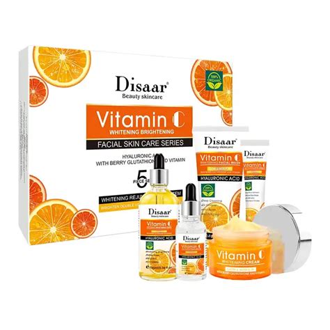 Disaar - Kit facial Vitamina C, 5 en 1 (crema facial, limpiador facial ...