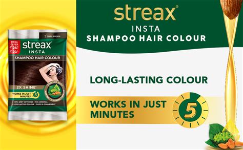 Buy Streax Insta Shampoo Hair Colour For Men's & Women's, Dark Brown ...