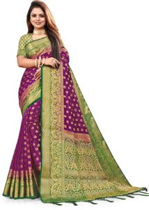 Buy ANISSA SAREE Woven Banarasi Art Silk Purple Sarees Online @ Best ...