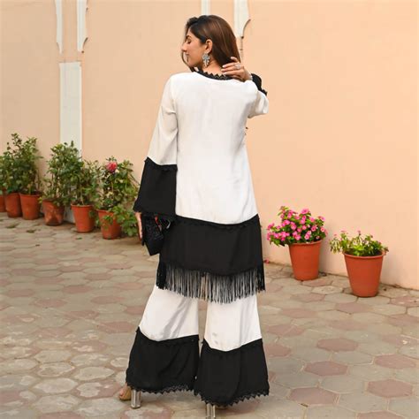 Indolady Black & White Co-ord Set – Premium Rayon Comfort