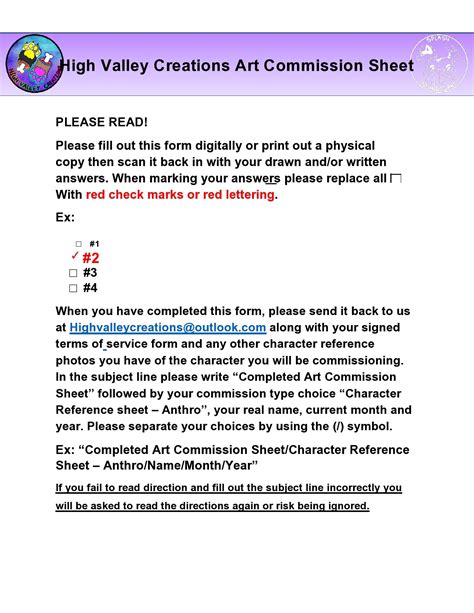 Art Commissions Template