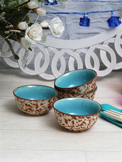 VarEesha Peacock Green Ceramic Katori Bowls Set of Four