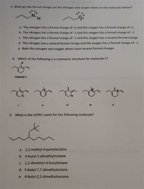 Solved 3. What are the formal charges on the nitrogen and | Chegg.com