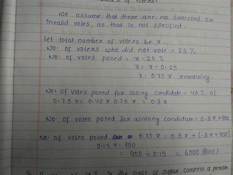 In an election between two candidates,25% of the voters did not cast ...