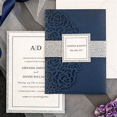 Wedding Invitations Blue by Navy Blue Laser Cut Pocket Wedding Wedding Invitations Blue