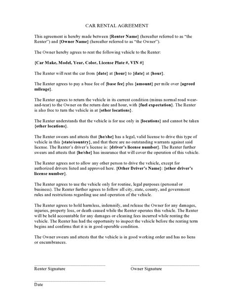 38 Free Car Rental Agreements [& Forms] ᐅ TemplateLab