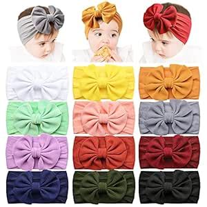 12 PCS Baby Nylon Headbands Hairbands Hair Bow Elastics for Baby Girls ...