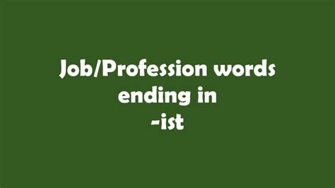 Job/Profession words ending in -ist - YouTube
