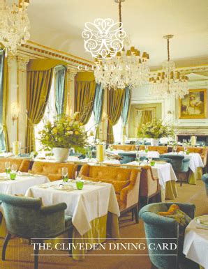 Fillable Online THE CLIVEDEN DINING CARD Fax Email Print - pdfFiller