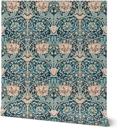 Spoonflower Peel & Stick Wallpaper 9ft x 2ft - Teal India | Ubuy
