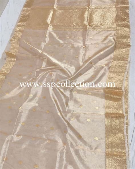 Champagne-Gold Pure Tissue Silk Banarasi Saree – SSP Collection