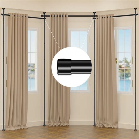 Amazon.com: Bay Window Curtain Rods No Drilling - 4-10ft (H) 28-171inch ...