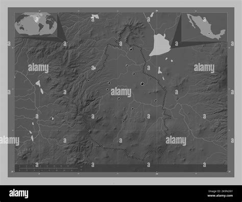 Ciudad de Mexico, ville du Mexique. Carte d'altitude en niveaux de gris ...