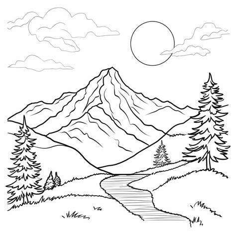 Stencils Coloriages Berge Printablecolouringpages Sketch Coloring Page
