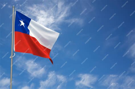 Premium Photo | Republic of chile flag over blue sky background 3d ...