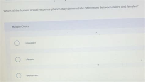Solved: Which of the human sexual response phases may demonstrate ...