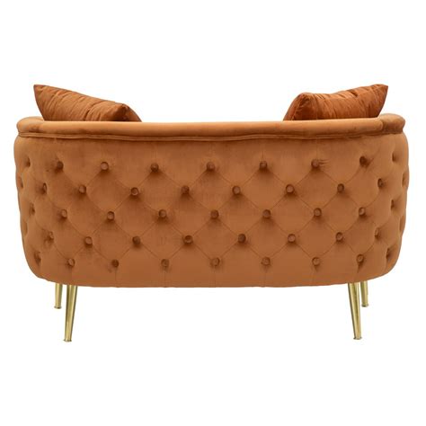 Modern two-seater sofa in wood, iron and velvet