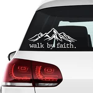 LYOMAN® Faith Car Decal Walk by Faith Mountains Christian Vinyl Bumper ...
