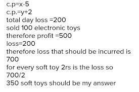 A trader earns a profit of 5 rs. by selling an electronic toy but ...