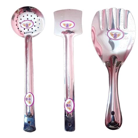 Buy Jayam Traditional Stainless Steel Cooking and Serving Spoon Set for ...