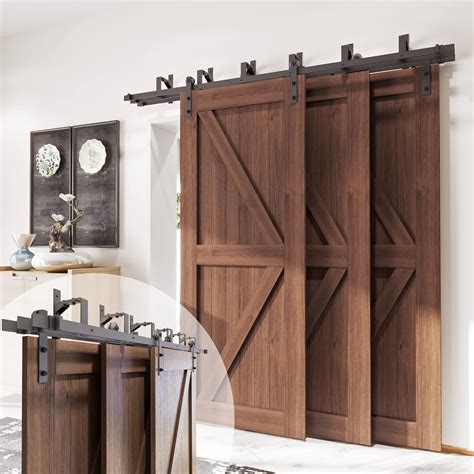 Amazon.com: Homacer Black Rustic Triple Track Bypass Sliding Barn Door ...