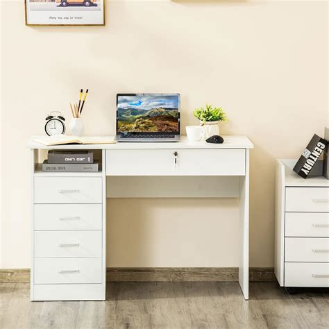 Buy HOMCOM Computer Desk, Home Office Desk with Lockable Drawer ...