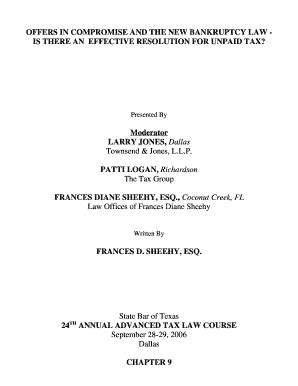 Fillable Online OFFERS IN COMPROMISE AND THE NEW BANKRUPTCY LAW IS ...