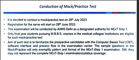 NExT Exam Mock Test Registration Link: Application form released ...
