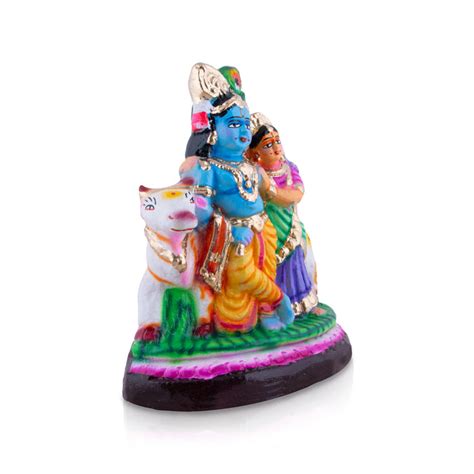 Giri - Radha Krishna with Cow | Clay Statue | Navaratri Bommai