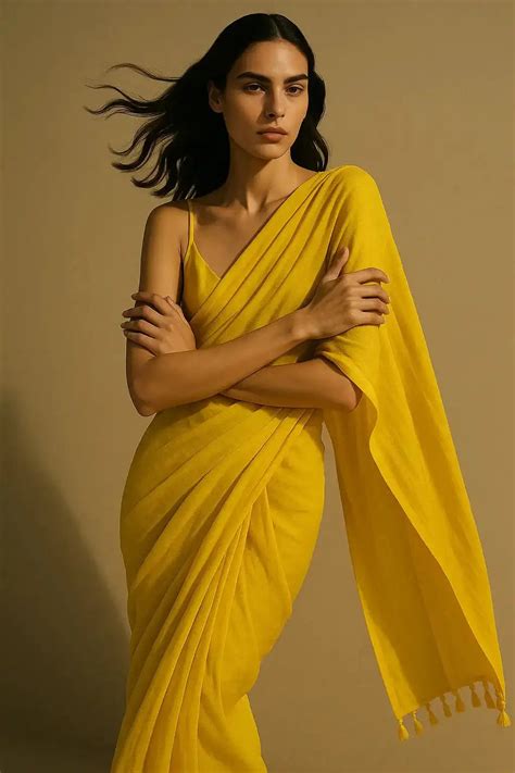 Zard Zehra – Yellow Handloom Mul Cotton Saree | Indidha