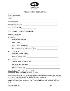 Fillable Online WIRE INCOMING INSTRUCTIONS - bcessnacunetb Fax Email ...