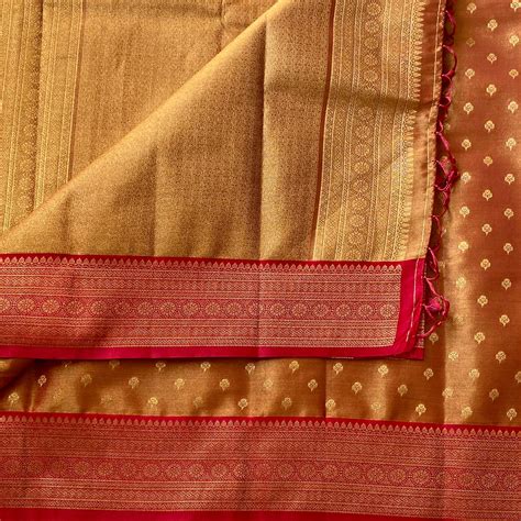 Rust Orange Silk Saree Gold Buti Magenta Brocade Border – NAVARASAM