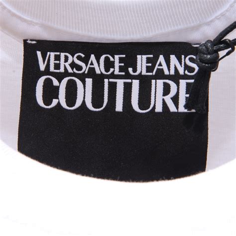 7601AG maglia uomo VERSACE JEANS COUTURE white/gold cotton print t ...