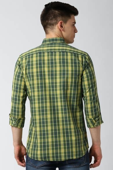 Buy Men Green Slim Fit Check Full Sleeves Casual Shirt Online - 601850 ...