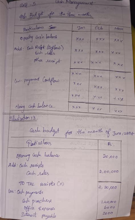 CASH Management - unit 5 lash Management Budget the three months ...