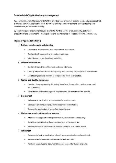 Unit6SPM - Application Lifecycle Management Overview and Key Features ...