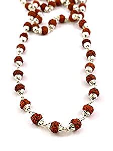 SOMYA 925 handmade Pure Silver Rudraksh Mala in Silver Capping for Men ...