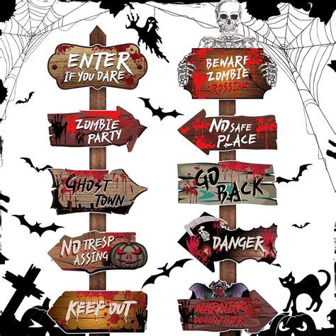 Amazon.com : 20 Pcs Halloween Beware Signs Halloween Yard Decorations ...
