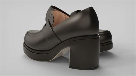 Classic Anime School Girl Block Heel Loafers 3D model | CGTrader