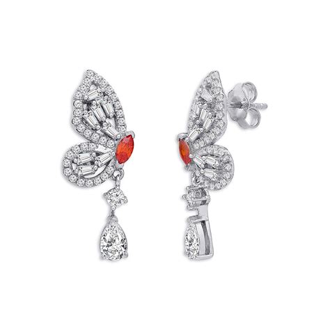 Buy Butterfly Cascade Rhodium-Plated Silver Earrings – Zavya