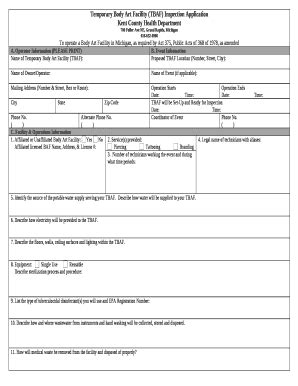 Temporary Body Art Facility (TBAF) Inspection Application Doc Template ...