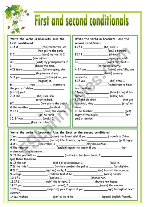 Image result for First and Second Conditional Exercises PDF